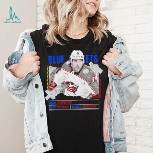 Ivan Provorov Columbus Blue Jackets ice hockey player information paper shirt