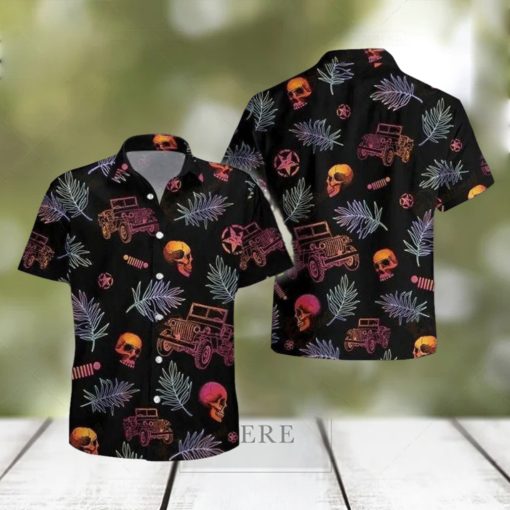 Jeep Car Skull Short Sleeve Hawaiian Casual Shirt