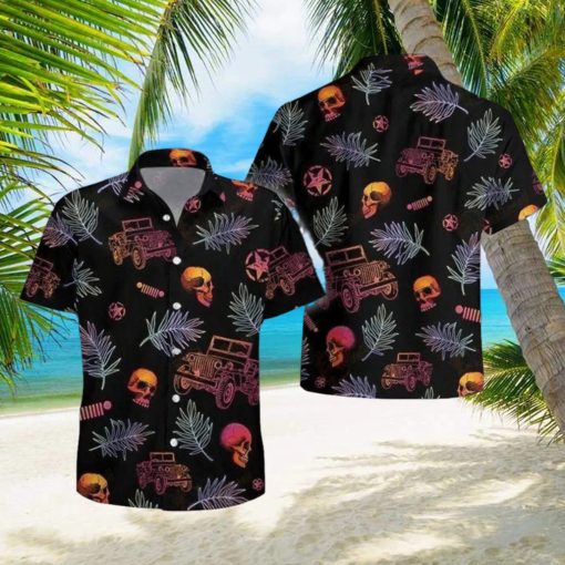 Jeep Car Skull Short Sleeve Hawaiian Casual Shirt