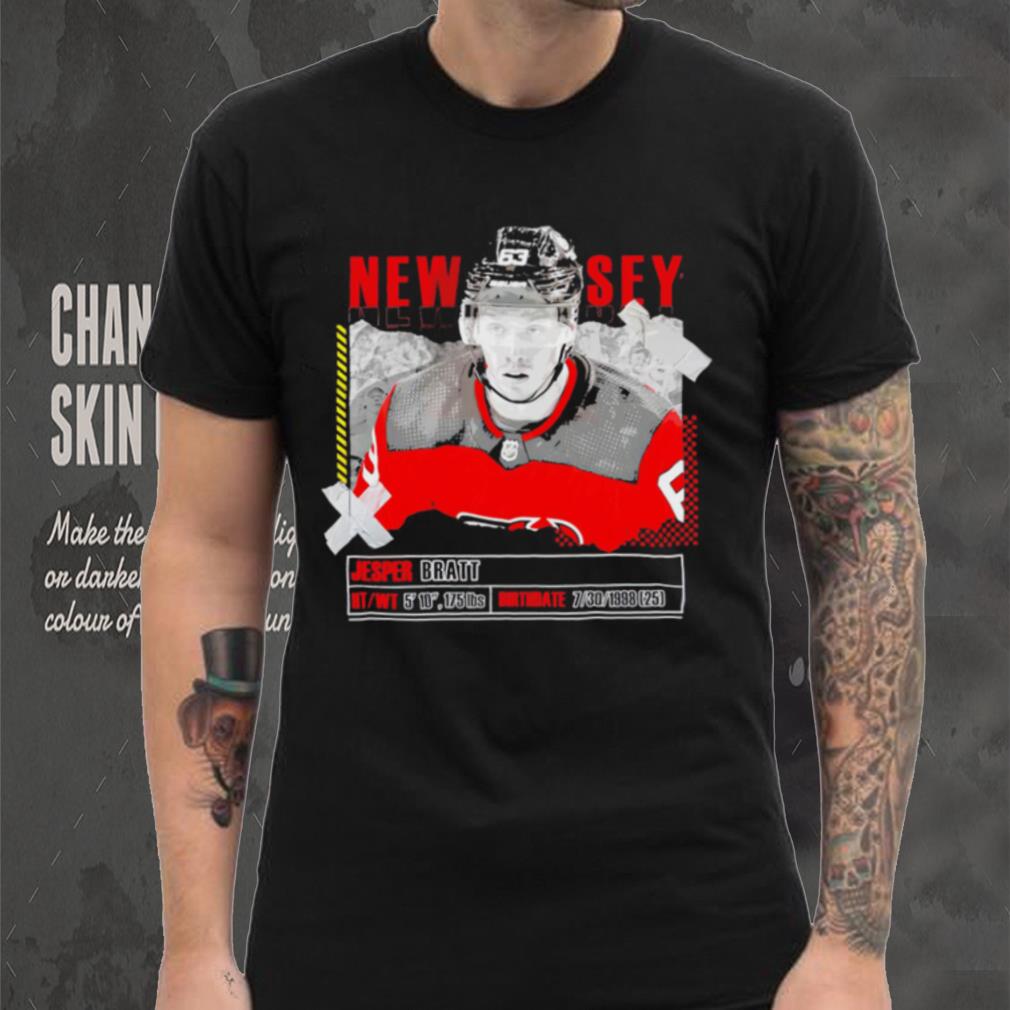 Jesper Bratt New Jersey Devils ice hockey player information paper shirt Jesper Bratt New Jersey Devils ice hockey player information paper shirt