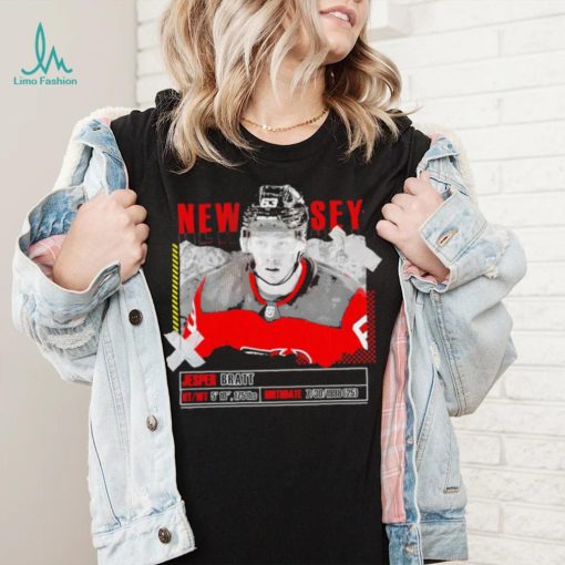 Jesper Bratt New Jersey Devils ice hockey player information paper shirt