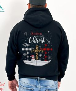 Jesus cross christmas three color leopard fabric christmas begin with christ snow design png shirt