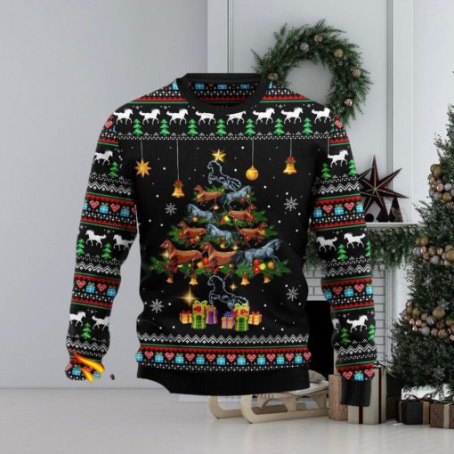 Jingle Bell Horses Christmas Tree Christmas Ugly Sweater 3D