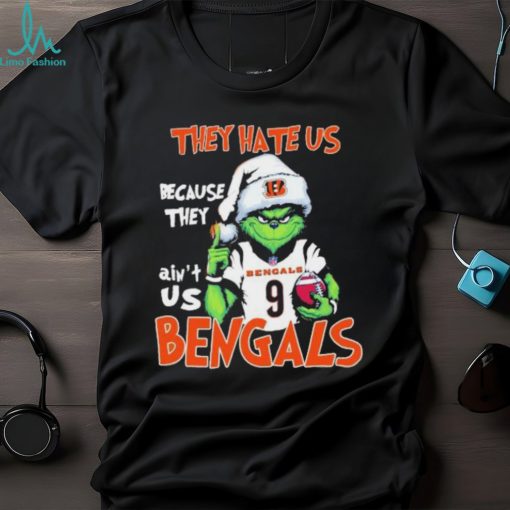 Joe Burrow Grinch They Hate Us Because They Ain’t Us Cincinnati Bengals Christmas Tshirt