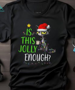 Jolly Grey Cat Coffee Christmas Shirt
