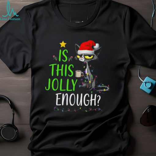 Jolly Grey Cat Coffee Christmas Shirt