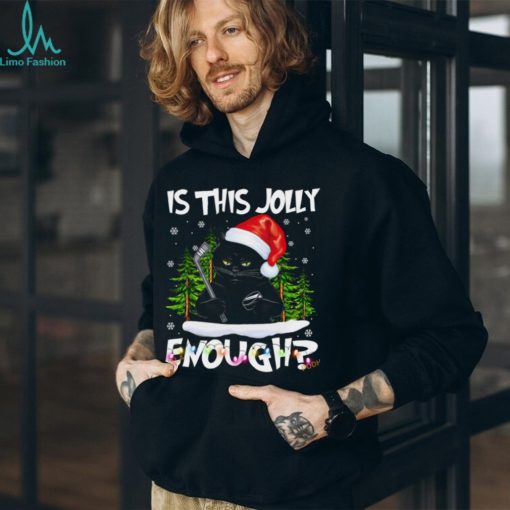 Jolly Hockey Cat Christmas T shirt