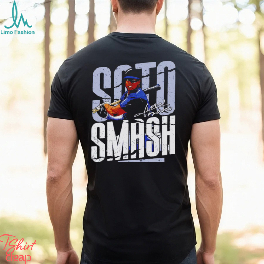 Juan Soto New York Y Soto Smash WHT Baseball Shirt Juan Soto New York Y Soto Smash WHT Baseball Shirt