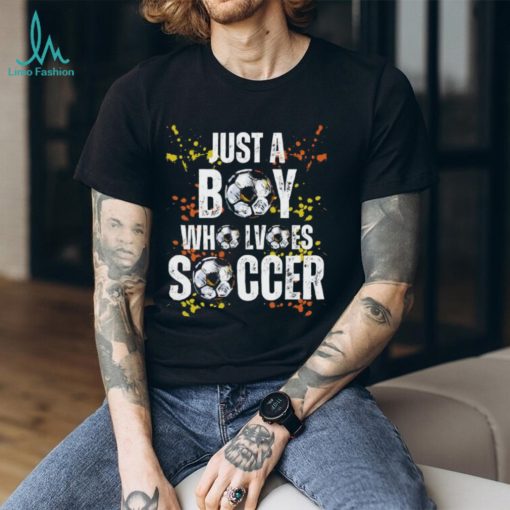 Just A Boy Who Loves Soccer on Men’s V Neck T Shirt