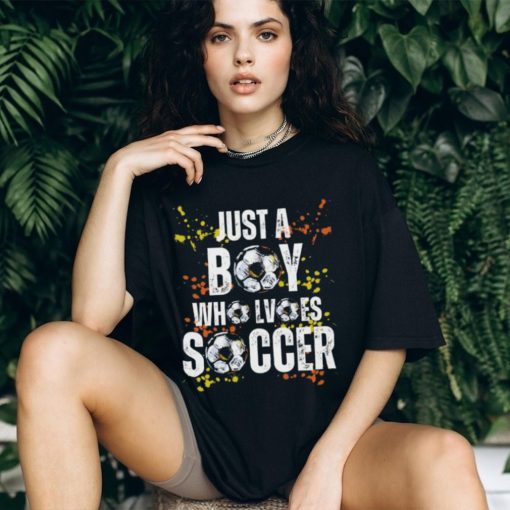 Just A Boy Who Loves Soccer on Men’s V Neck T Shirt