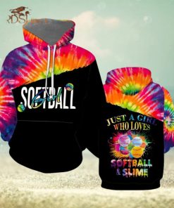 Just A Girl Who Loves Softball And Slime Colorful 3d All Over Print Hoodie