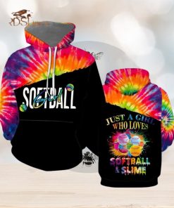 Just A Girl Who Loves Softball And Slime Colorful 3d All Over Print Hoodie