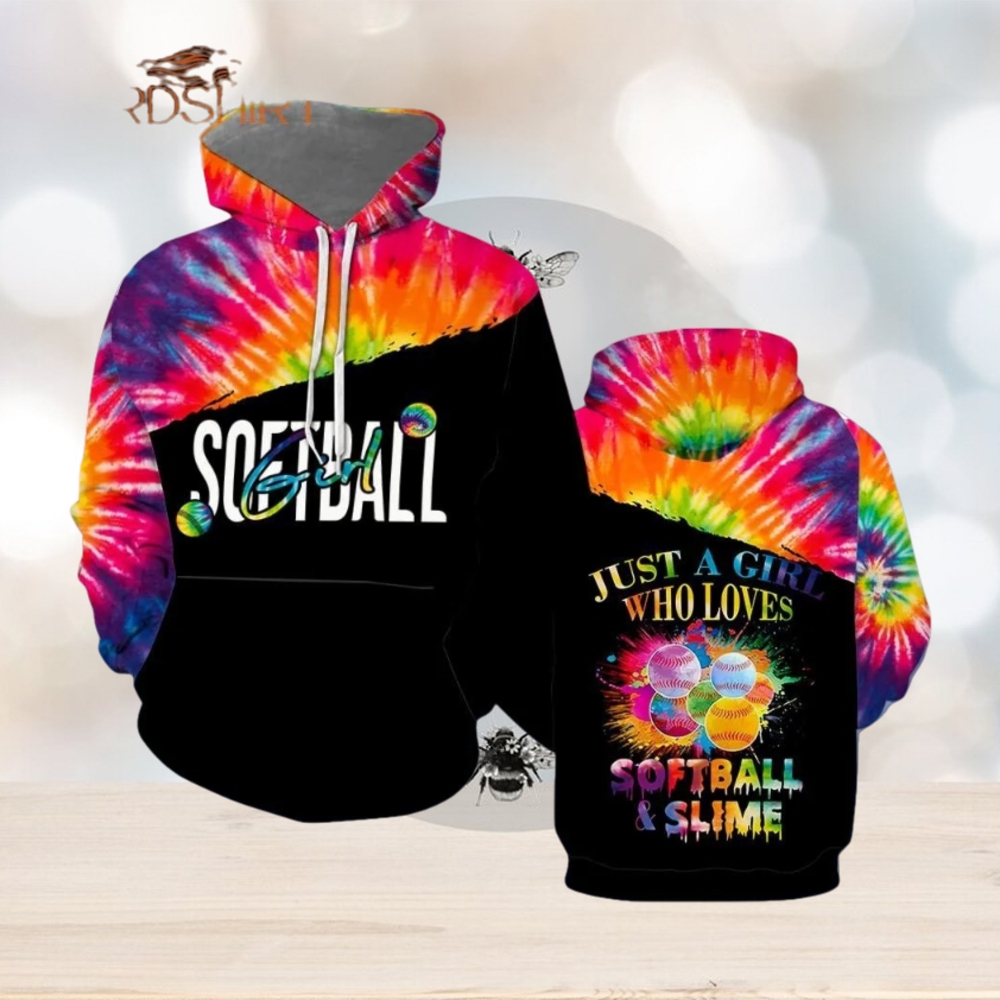 Just A Girl Who Loves Softball And Slime Colorful 3d All Over Print Hoodie Just A Girl Who Loves Softball And Slime Colorful 3d All Over Print Hoodie