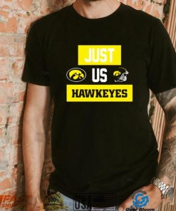 Just us Iowa Hawkeyes helmet logo shirt