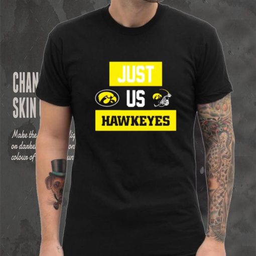 Just us Iowa Hawkeyes helmet logo shirt