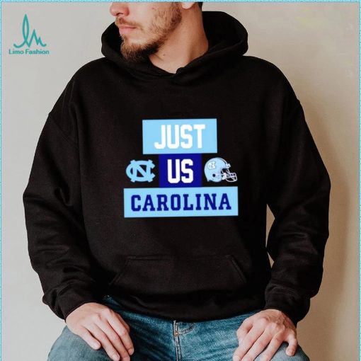 Just us North Carolina Tar Heels helmet logo shirt