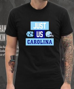 Just us North Carolina Tar Heels helmet logo shirt