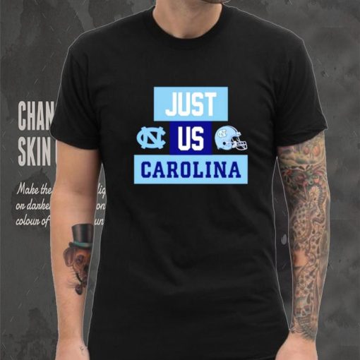 Just us North Carolina Tar Heels helmet logo shirt