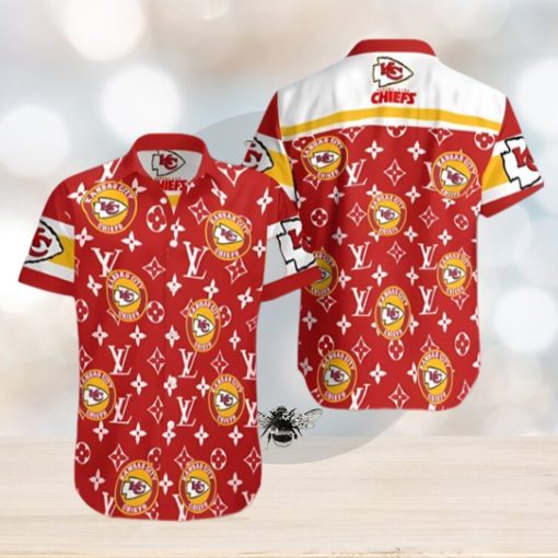 KC Chiefs Hawaiian Shirt LV Pattern Kansas City Chiefs Gift