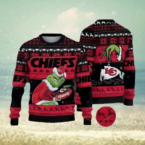 Kansas City Chiefs And Grinch Ugly Christmas Sweater 3D Printed Men And Women Holiday Gift