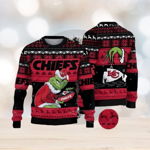 Kansas City Chiefs And Grinch Ugly Christmas Sweater 3D Printed Men And Women Holiday Gift