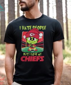 Kansas City Chiefs Christmas Merch Santa Grinch Chibi I Hate People But I Love My Kansas City Chiefs Christmas Shirt