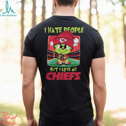 Kansas City Chiefs Christmas Merch Santa Grinch Chibi I Hate People But I Love My Kansas City Chiefs Christmas Shirt