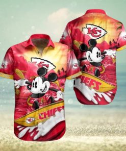 Kansas City Chiefs Hawaiian Shirt And Short Cool Disney Mickey Mouse Kc Chiefs Nfl Aloha Beach Shirt For Summer Football Game Day Button Up Shirts