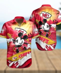 Kansas City Chiefs Hawaiian Shirt And Short Cool Disney Mickey Mouse Kc Chiefs Nfl Aloha Beach Shirt For Summer Football Game Day Button Up Shirts