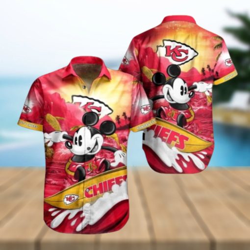 Kansas City Chiefs Hawaiian Shirt And Short Cool Disney Mickey Mouse Kc Chiefs Nfl Aloha Beach Shirt For Summer Football Game Day Button Up Shirts