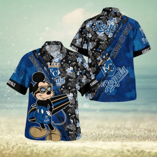 Kansas City Royals Mickey Mouse Floral Short Sleeve Hawaii Shirt