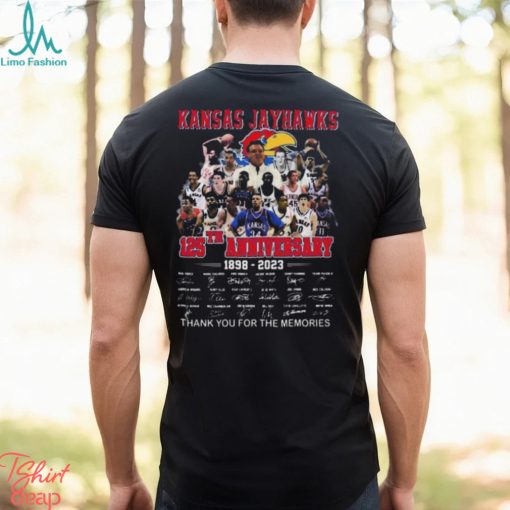 Kansas Jayhawks 125th Anniversary 1898 2023 Thank You For The Memories Basketball Signatures T Shirt