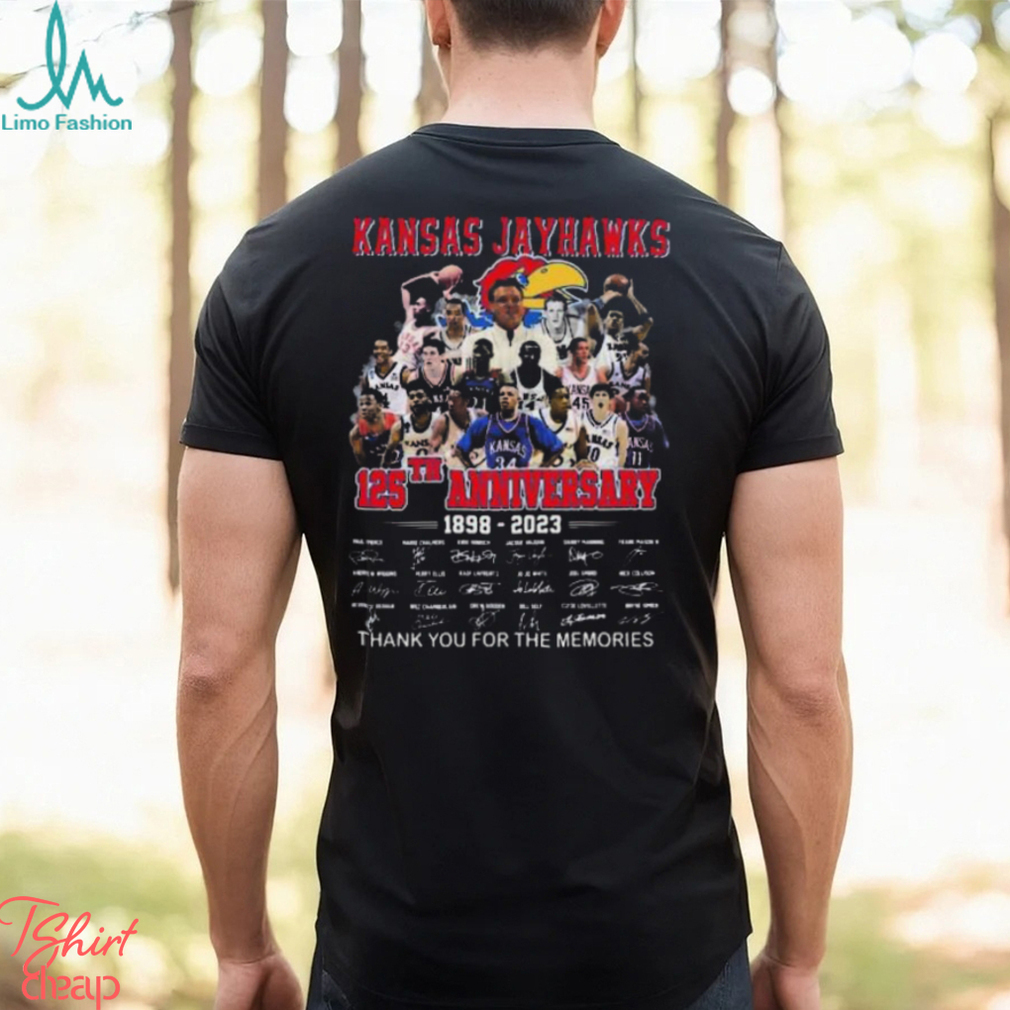 Kansas Jayhawks 125th Anniversary 1898 2023 Thank You For The Memories Basketball Signatures T Shirt Kansas Jayhawks 125th Anniversary 1898 2023 Thank You For The Memories Basketball Signatures T Shirt