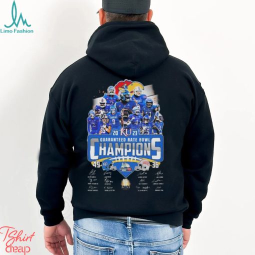Kansas Jayhawks 2023 Guaranteed Rate Bowl Champions Signatures Shirt