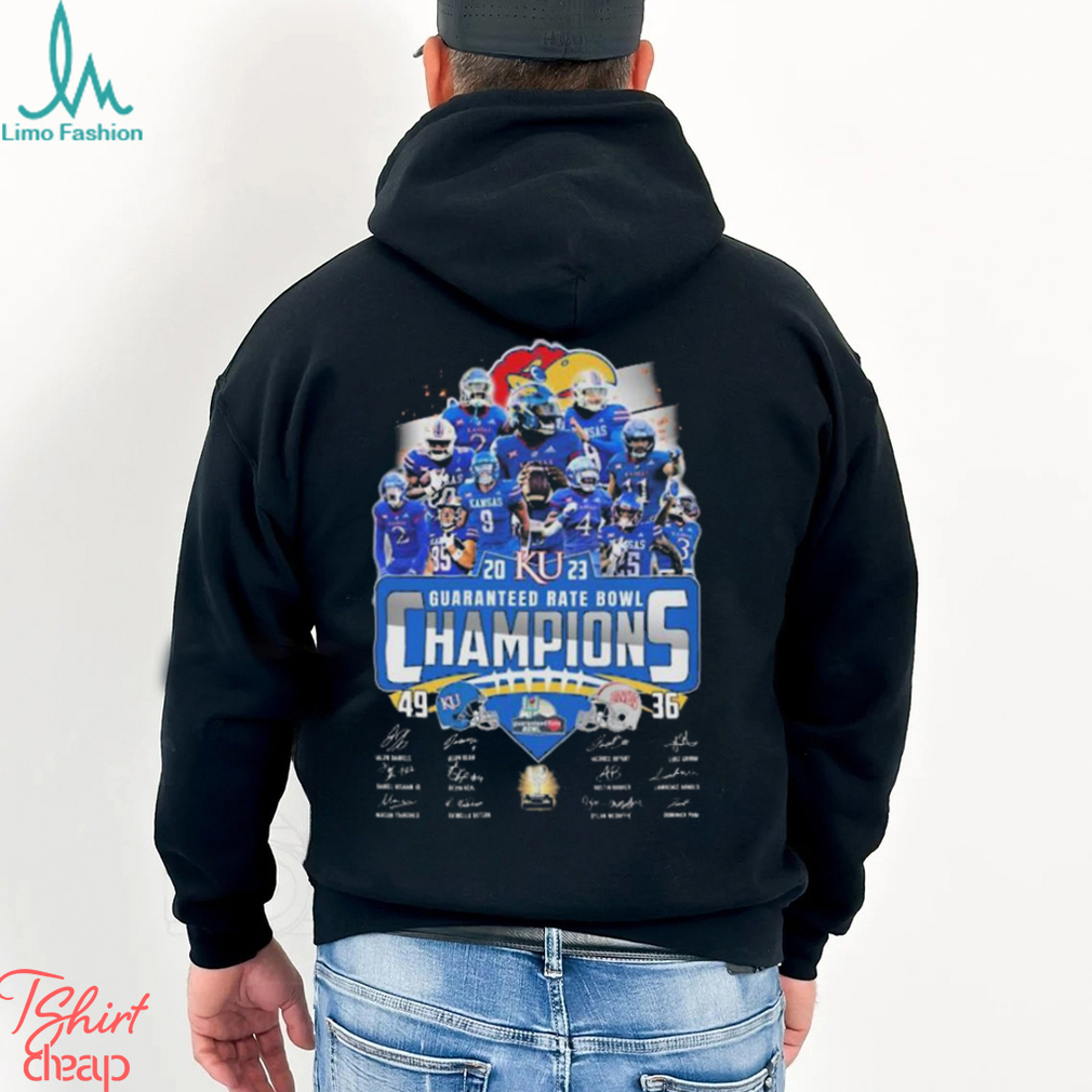 Kansas Jayhawks 2023 Guaranteed Rate Bowl Champions Signatures Shirt Kansas Jayhawks 2023 Guaranteed Rate Bowl Champions Signatures Shirt