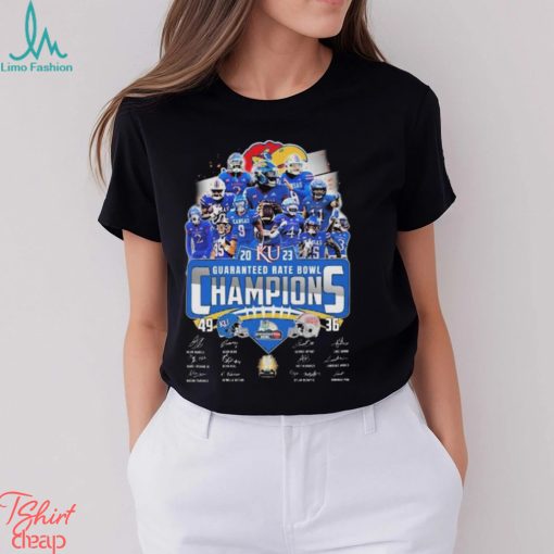 Kansas Jayhawks 2023 Guaranteed Rate Bowl Champions Signatures Shirt