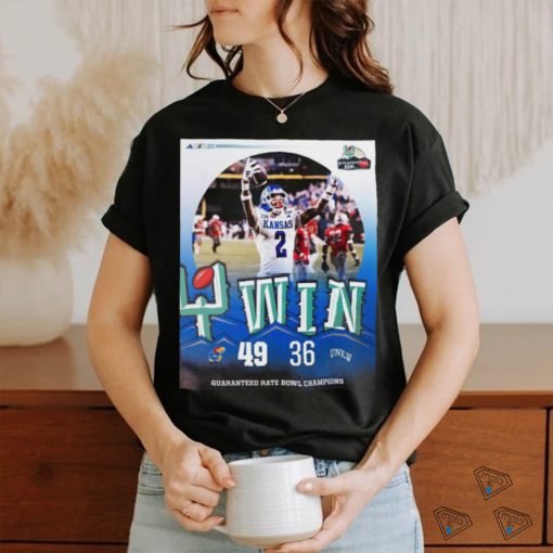 Kansas Jayhawks Defeated UNLV 49 36 To Win The 2023 Guaranteed Rate Bowl Champions NCAA Football T shirt