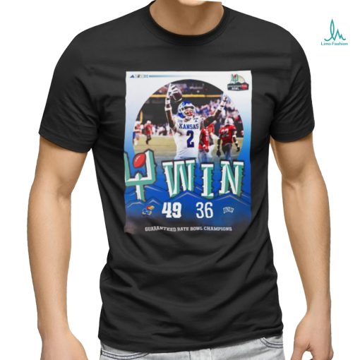 Kansas Jayhawks Defeated UNLV 49 36 To Win The 2023 Guaranteed Rate Bowl Champions NCAA Football T shirt