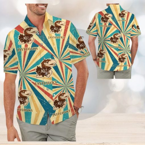 Kansas Jayhawks Retro Vintage Style Tropical Hawaiian Shirt