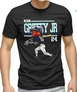 Ken Griffey Jr. number 24 Seattle Mariners baseball player signature cartoon shirt