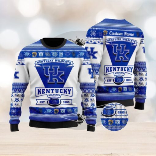 Kentucky Wildcats Logo Custom Name For Football Fans Ugly Christmas Sweater Christmas Gift