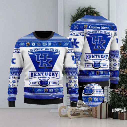 Kentucky Wildcats Logo Custom Name For Football Fans Ugly Christmas Sweater Christmas Gift