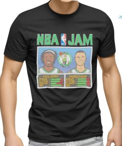 Kristaps Porzingis and Jrue Holiday NBA Jam Boston Celtics basketball shirt