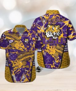 LSU Tigers Fishing Short Sleeve Button Up Tropical Hawaiian Shirt