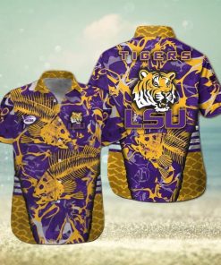 LSU Tigers Fishing Short Sleeve Button Up Tropical Hawaiian Shirt