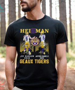 LSU Tigers Heisman Joe Burrow 2019 – Jayden Daniels 2023 Geaux Tigers T Shirt, hoodie, sweater, long sleeve and tank top LSU Tigers Heisman Joe Burrow 2019 – Jayden Daniels 2023 Geaux Tigers T Shirt