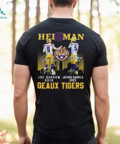 LSU Tigers Heisman Joe Burrow 2019 – Jayden Daniels 2023 Geaux Tigers T Shirt, hoodie, sweater, long sleeve and tank top LSU Tigers Heisman Joe Burrow 2019 – Jayden Daniels 2023 Geaux Tigers T Shirt
