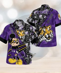 LSU Tigers Mickey Mouse Floral Short Sleeve Hawaii Shirt