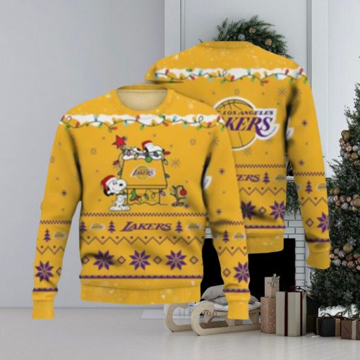 Lakers Ugly Sweater Los Angeles Lakers Snoopy Ugly Christmas Sweater 3D