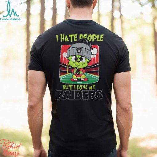 Las Vegas Raiders Christmas Merch Santa Grinch Chibi I Hate People But I Love My Las Vegas Raiders Christmas Shirt